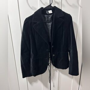 Black Velvet Lace-Up Back Blazer